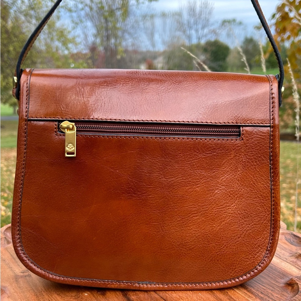 Italian Vechetta Leather Saddle Bag Brown Time Resistance “Women in Love” NWT - Picture 9 of 17
